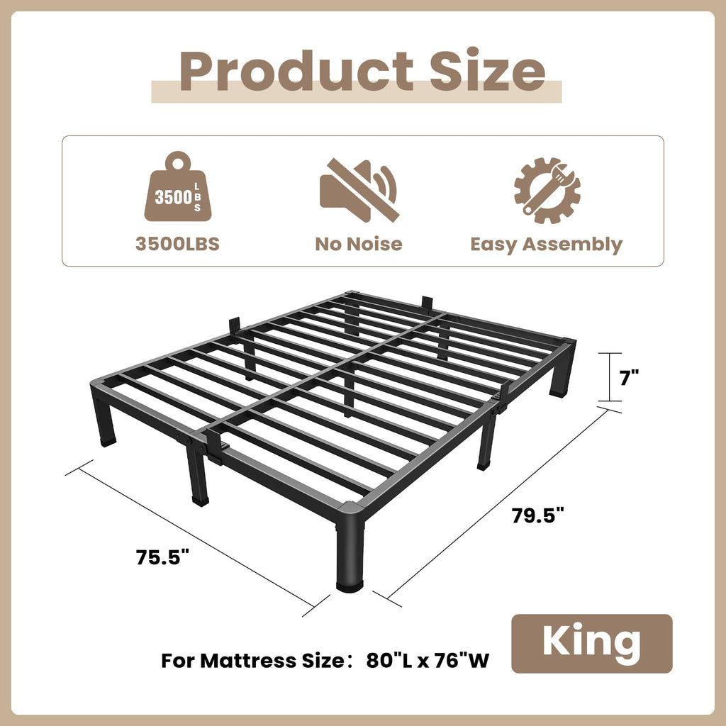 7 Inch King Low Profile Bed Frame with Rounded Corner G963645