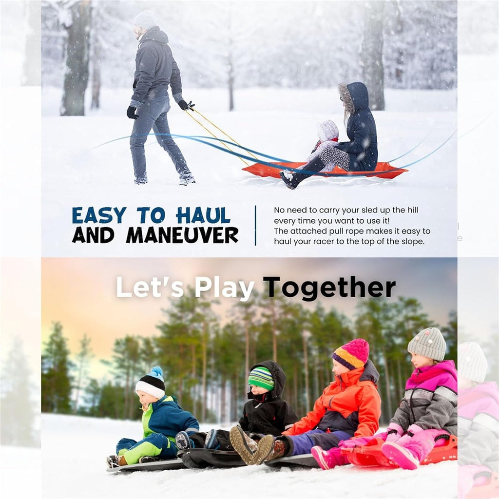 Plastic Toboggan Snow Sled with Pull Rope and Handle M15870