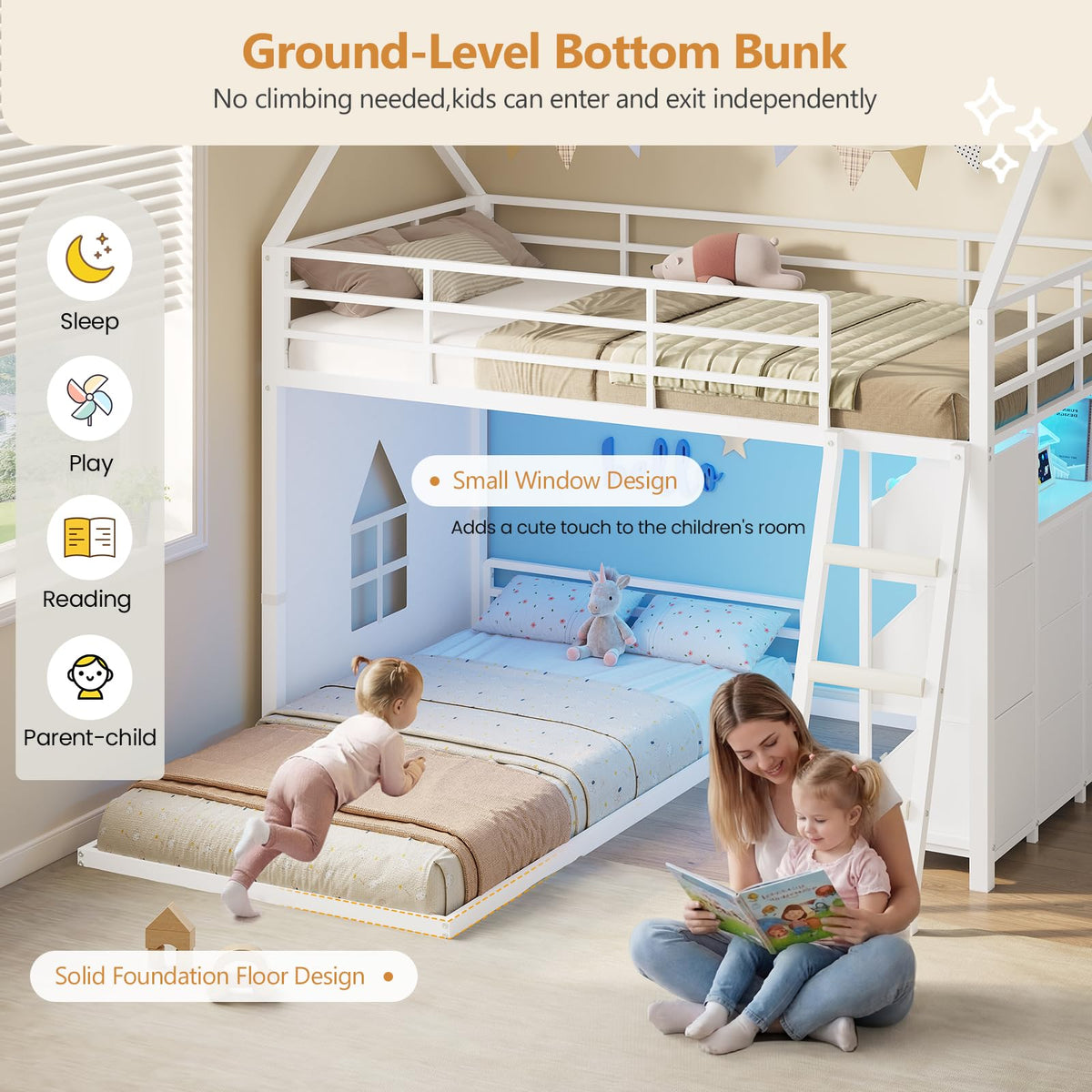 Twin Over Twin Bunk Bed with 6 Storage Drawers K7751