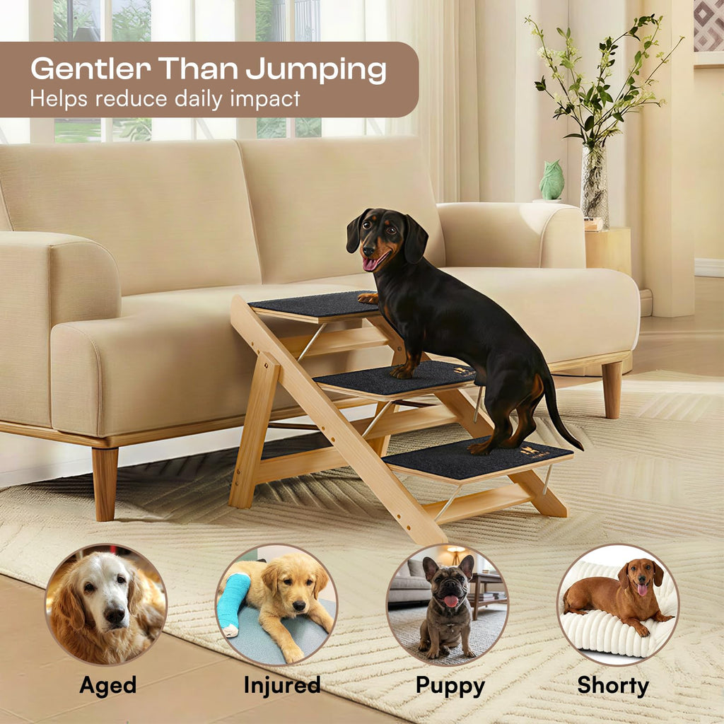 Wooden 4-Step Foldable Anti-Slip Dog Stairs N661