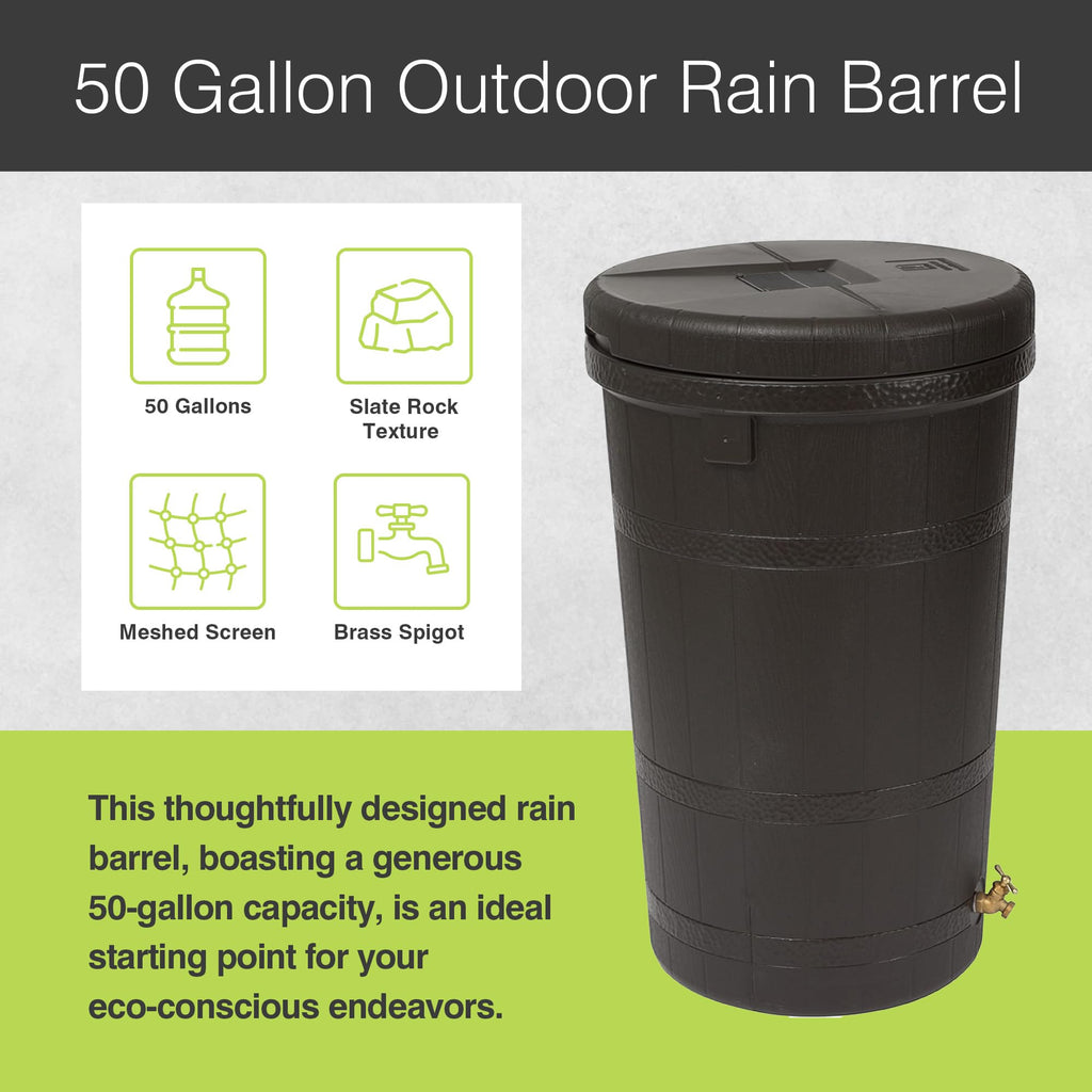 50 Gallon Oak Brown Water Collection Barrel Z73985