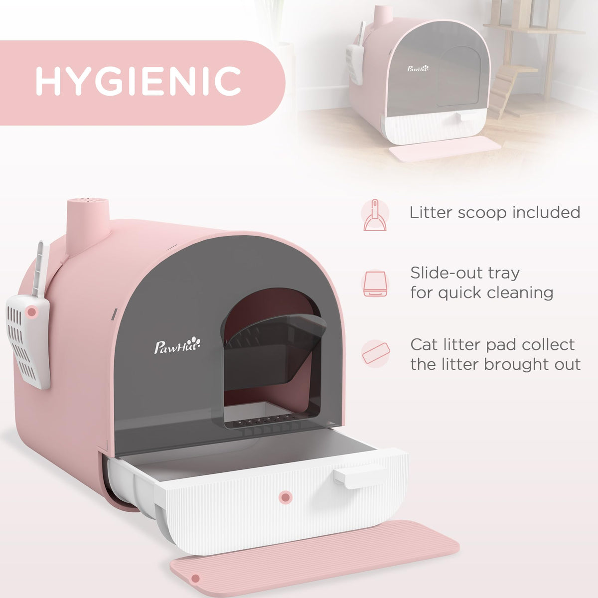Pink Covered Cat Litter Box with Scoop W3958