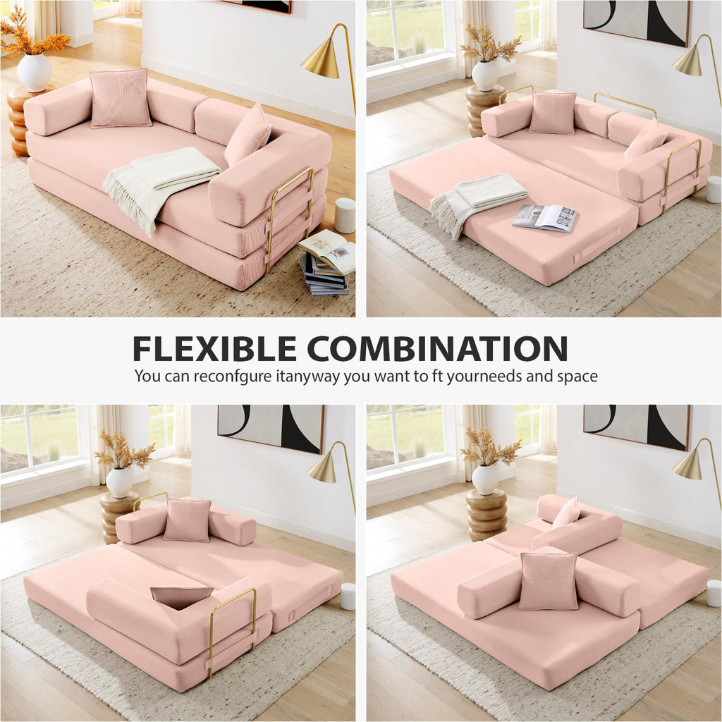 Pink Futon Sleeper Sofa Bed L339