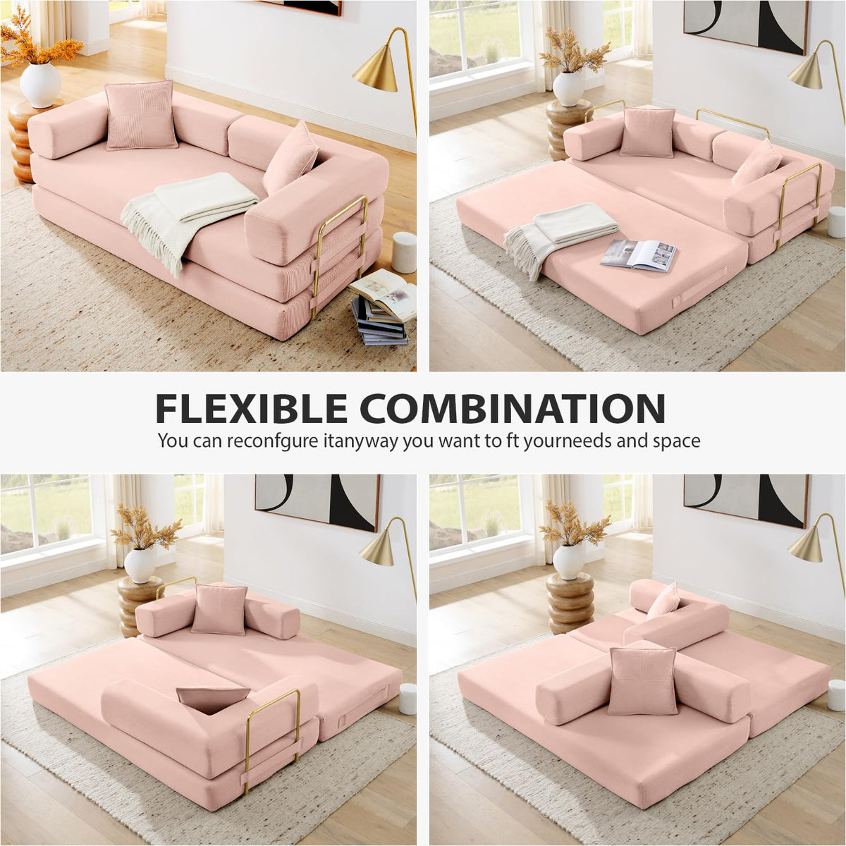 Pink Futon Sleeper Sofa Bed L339