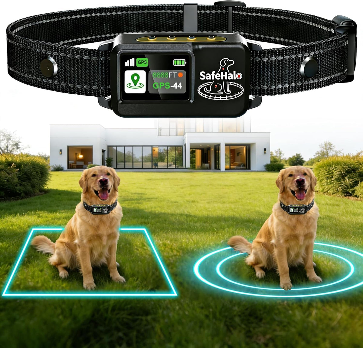 Wireless GPS Dog Fence Collar, 65–9,840 ft Radius, IPX7 Waterproof M789