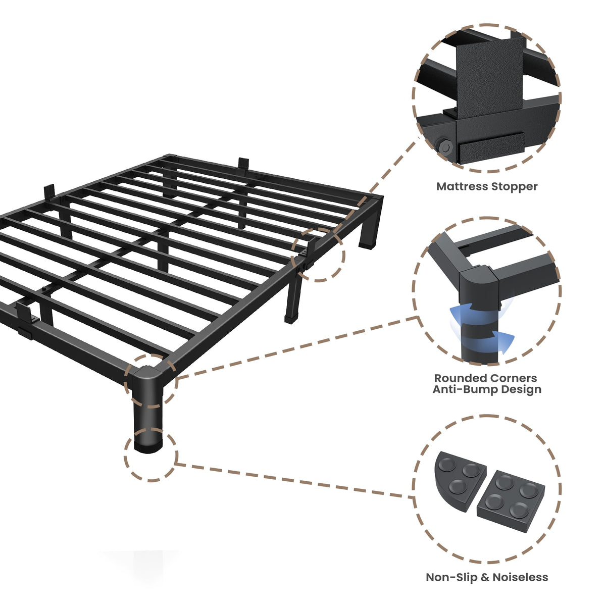 7 Inch King Low Profile Bed Frame with Rounded Corner G963645
