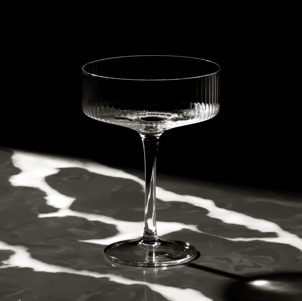 Clear Ribbed Martini Coupe Glasses Set of 2 R7529