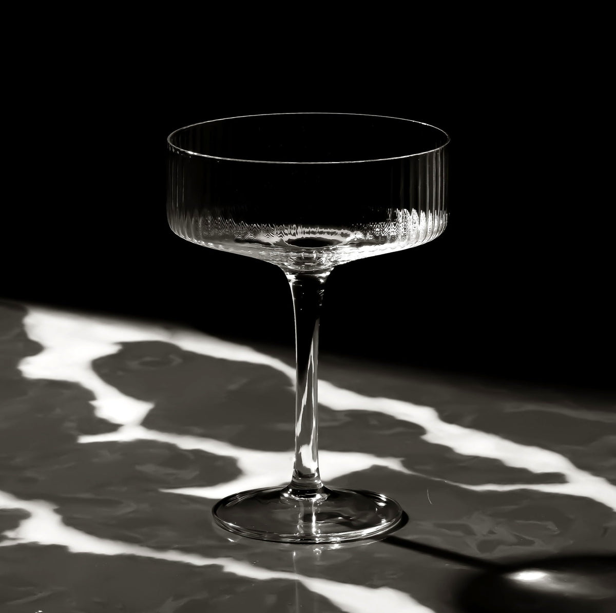 Clear Ribbed Martini Coupe Glasses Set of 2 R7529
