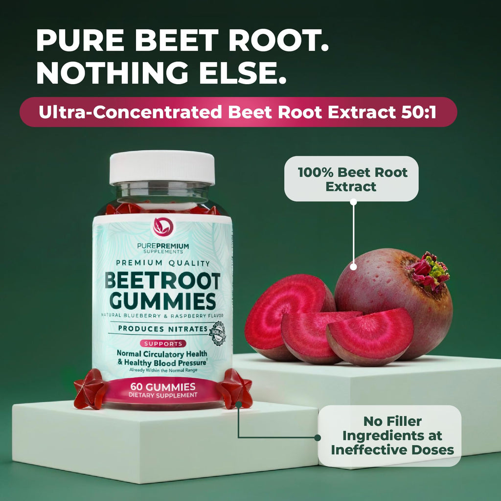 Beet Root Gummies 50:1 Extract Sugar Free Chews Vegan P313