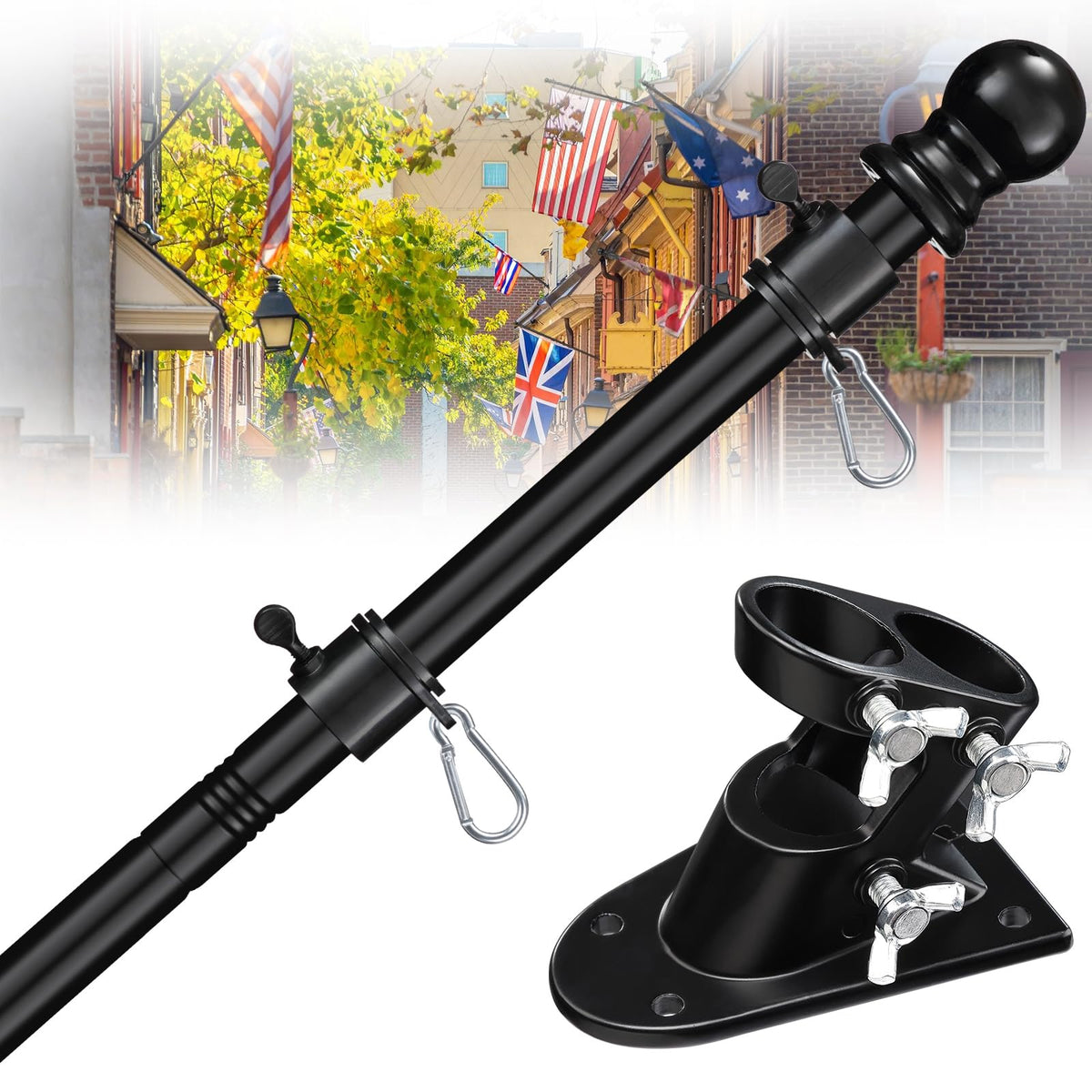 5ft Stainless Steel Flag Pole Kit with Bracket Y166