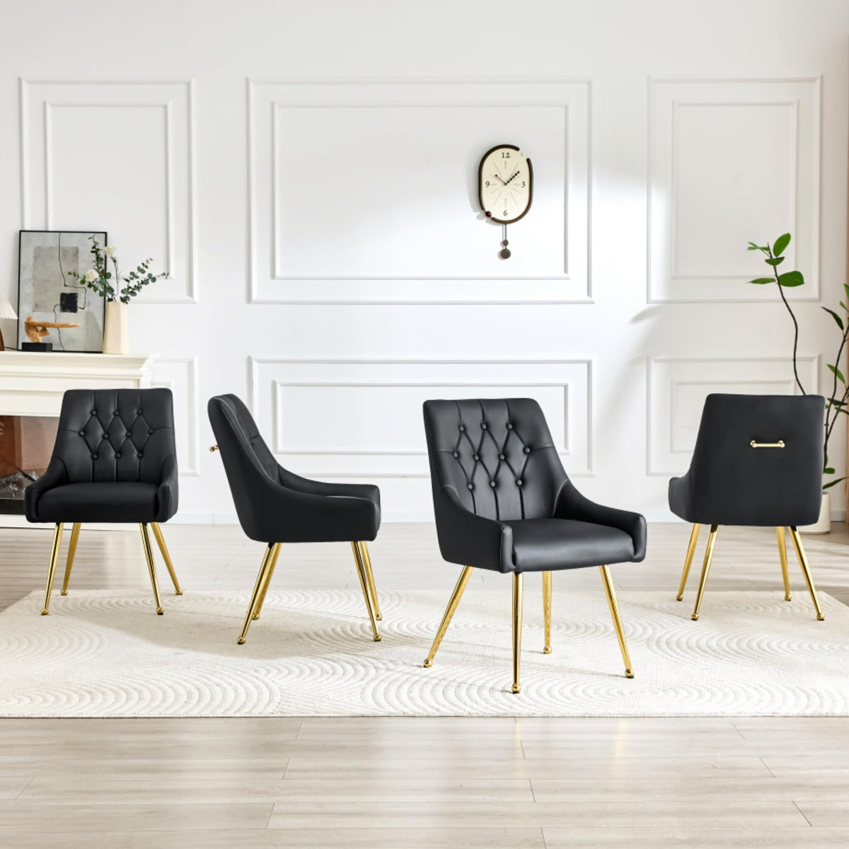 Black Leather Upholstered Dining Chair Set of 2 L432