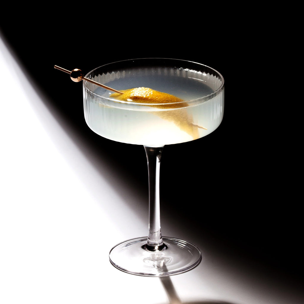 Clear Ribbed Martini Coupe Glasses Set of 2 R7529
