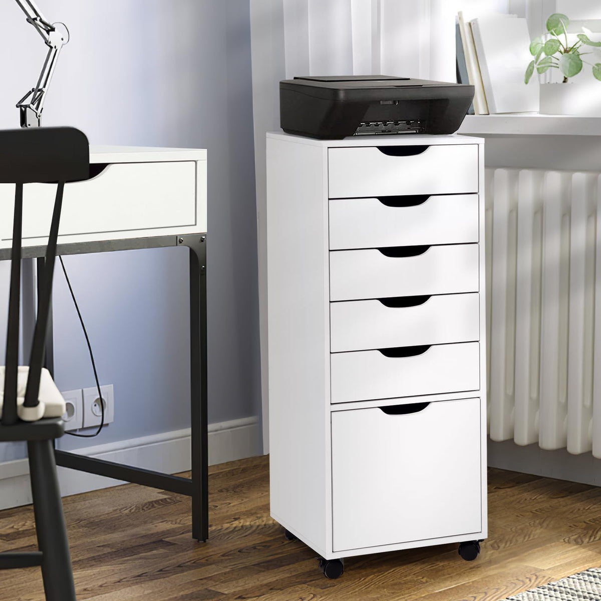 White 5 Drawer Mobile File Cabinet X520634