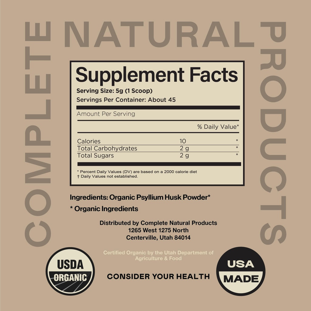 Organic Psyllium Husk Powder 10oz Unflavored Fiber Supplement P129544