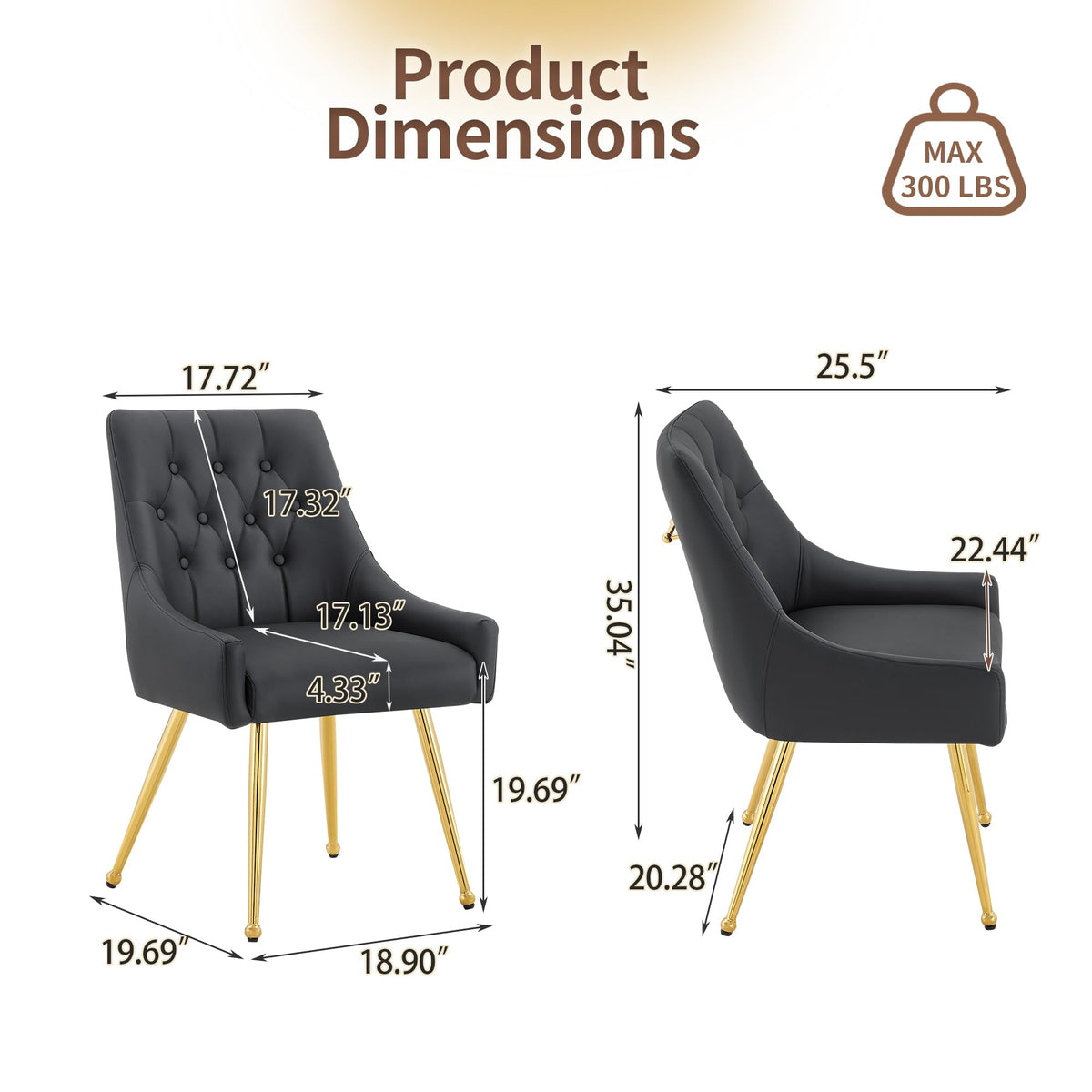 Black Leather Upholstered Dining Chair Set of 2 L432