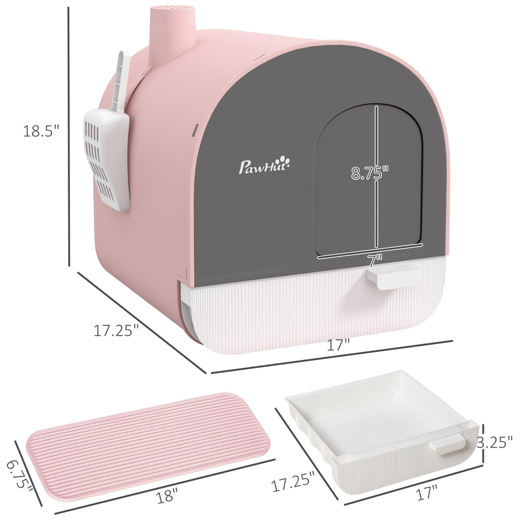 Pink Covered Cat Litter Box with Scoop W3958