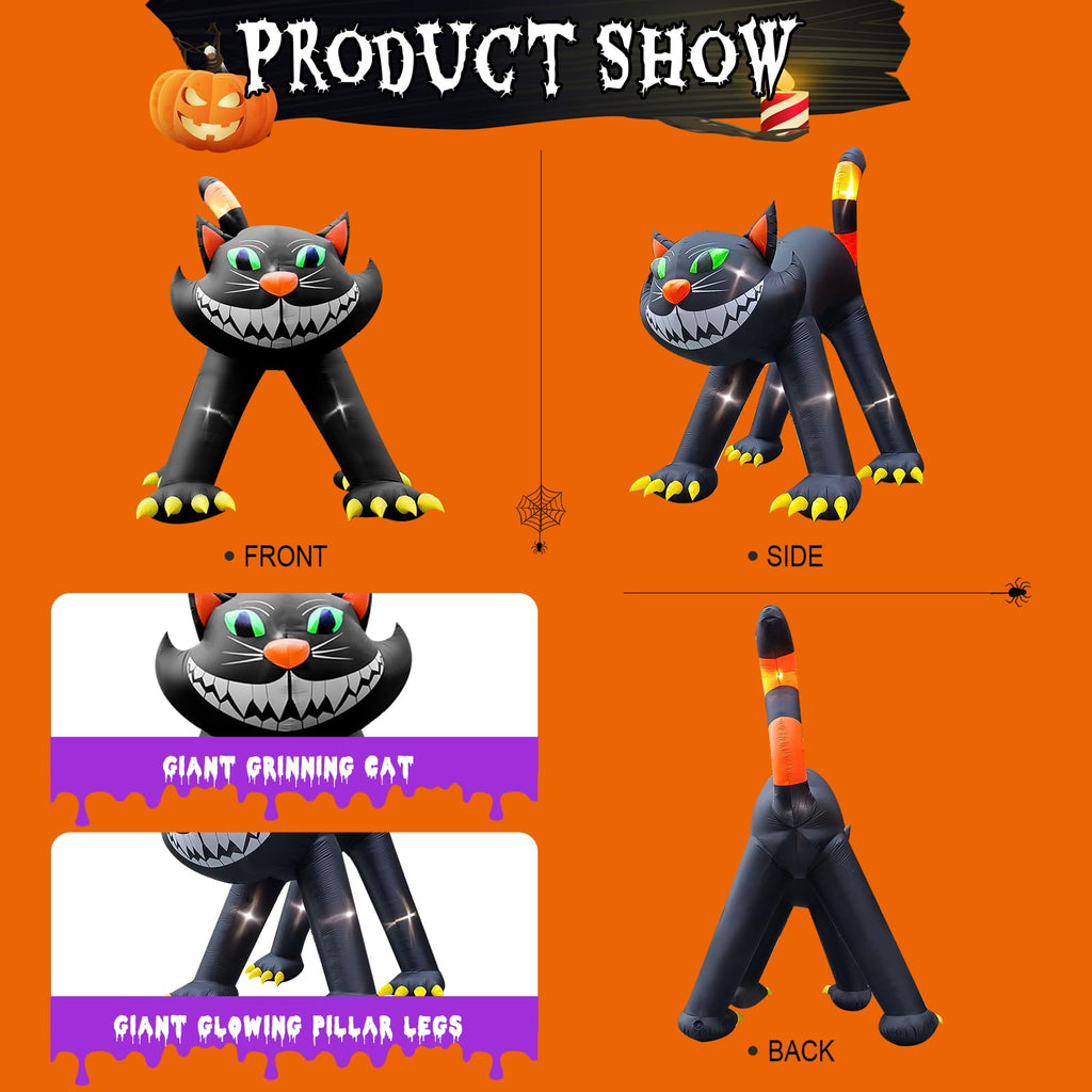 14FT Inflatable Black Cat Halloween Decoration with 7 LED G595