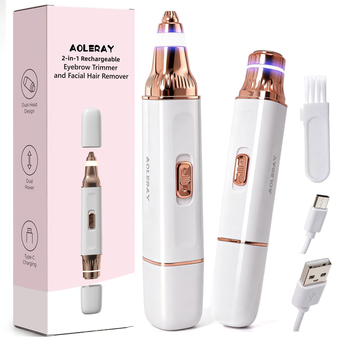 2-in-1 Eyebrow Trimmer & Facial Hair Remover W5098