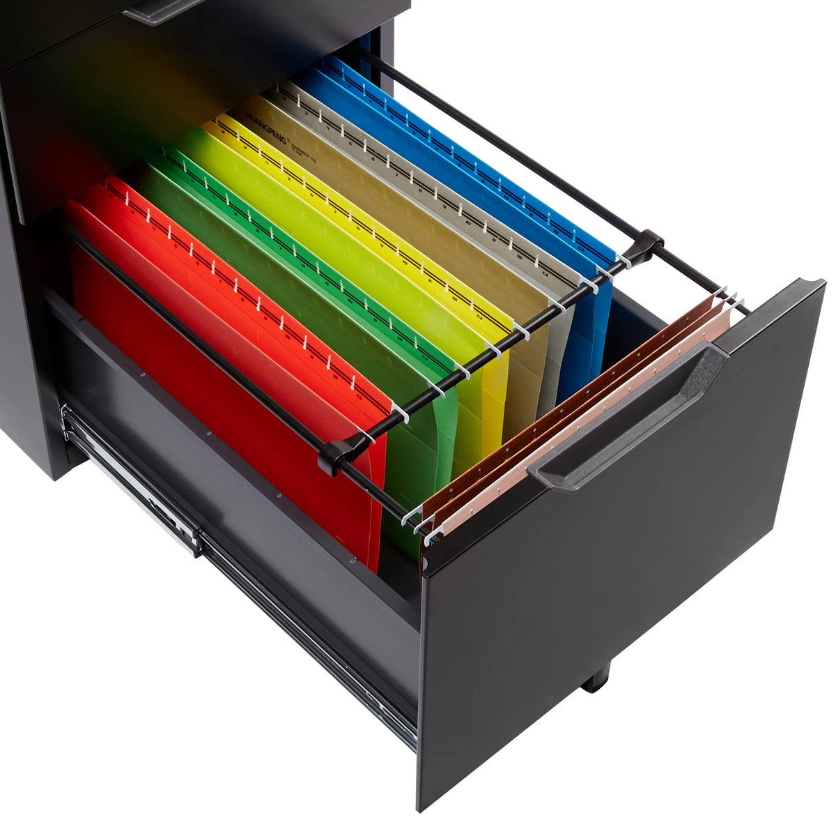 3-Drawer Black Mobile File Cabinet with Lock D4810