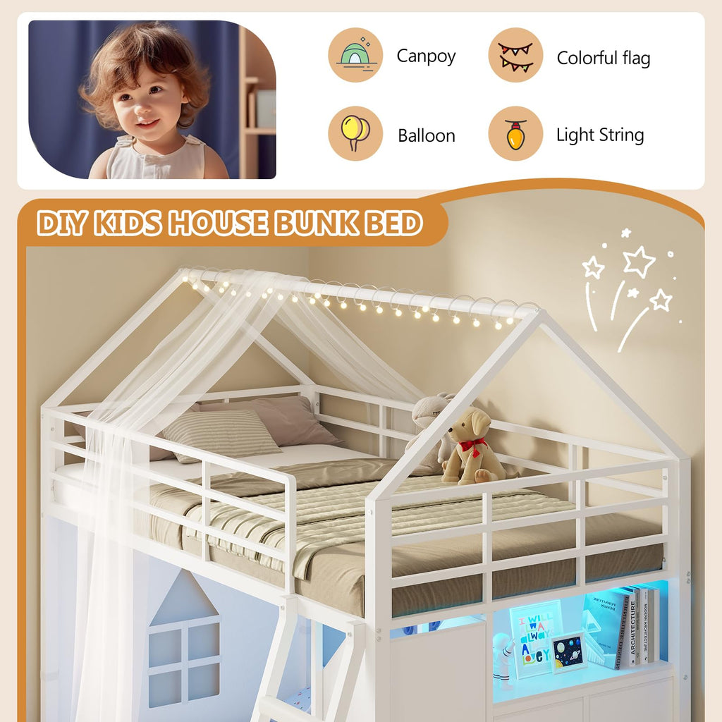 Twin Over Twin Bunk Bed with 6 Storage Drawers K7751