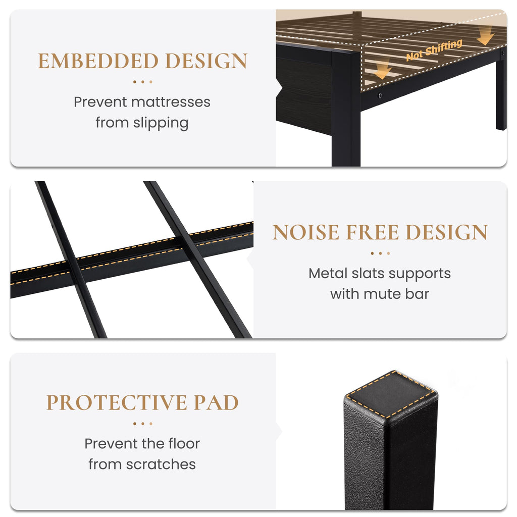 Full Size Bed Frame with Charging Station V87856