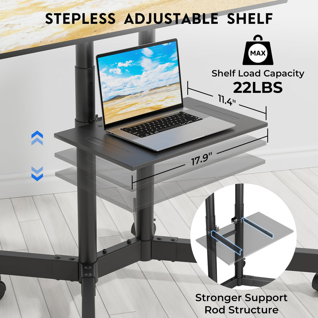 Rolling TV Stand with Tilt, Black C4342