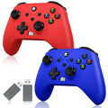 2 Pack Wireless Controller with Turbo Macro Hall Trigger Dual Vibration 3.5mm Audio Jack Built-in Battery 2.4GHz Adapter J8404