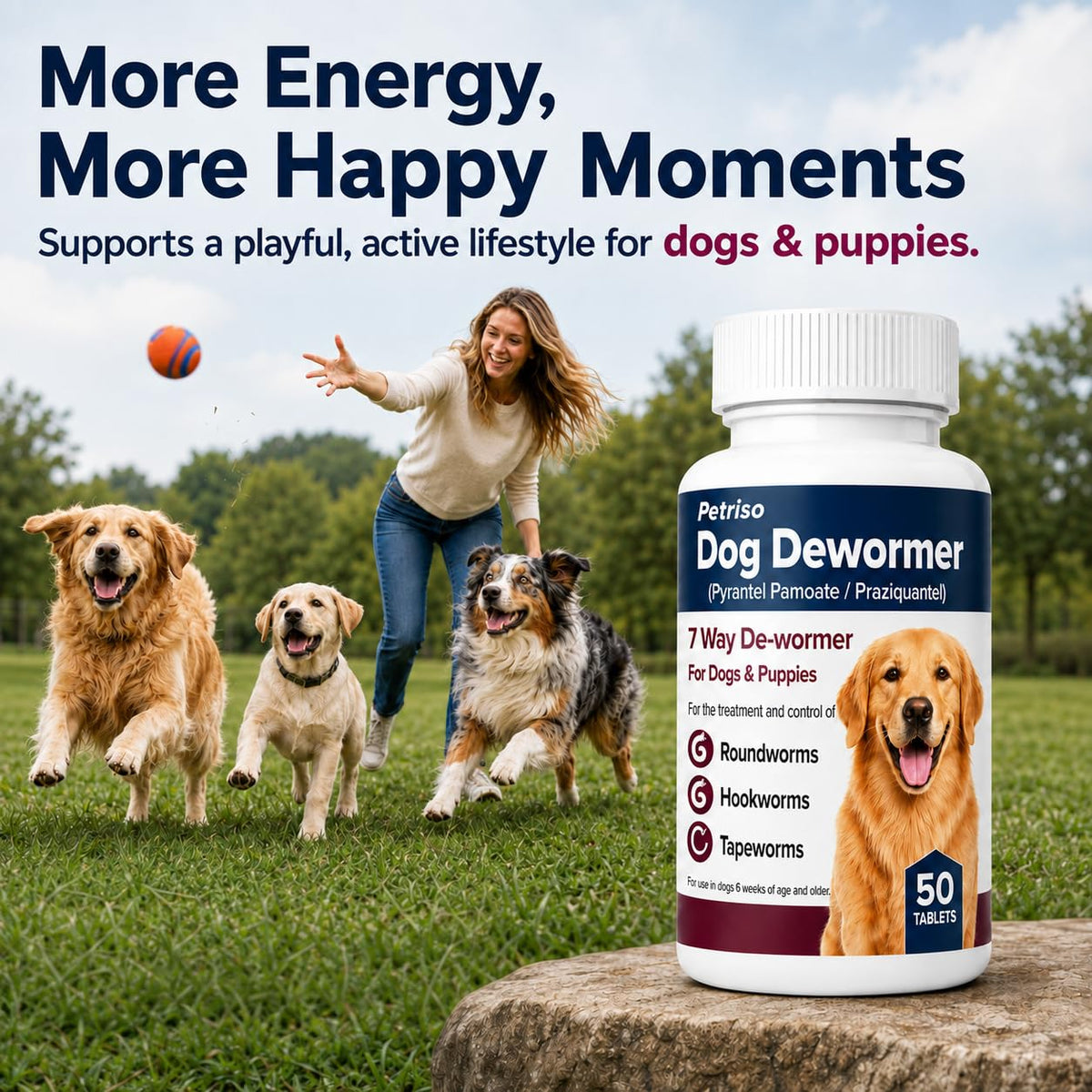 Dewormer for Dogs, 50 Tablets S10225