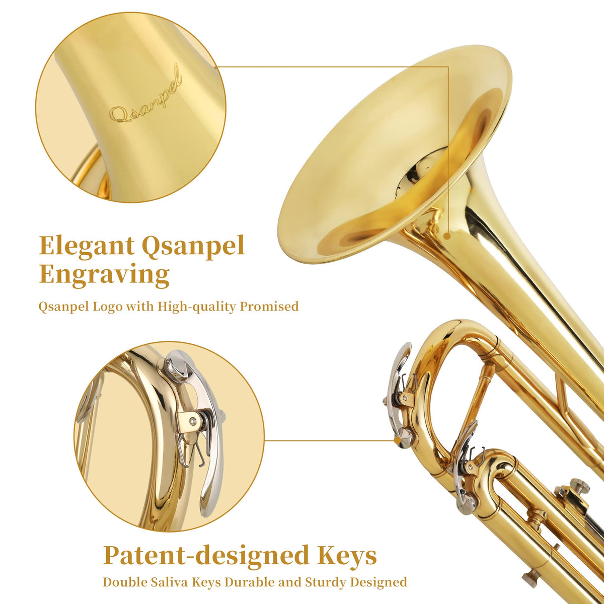 Gold Trumpet with Case, 7C Mouthpiece and Cleaning Kit J947