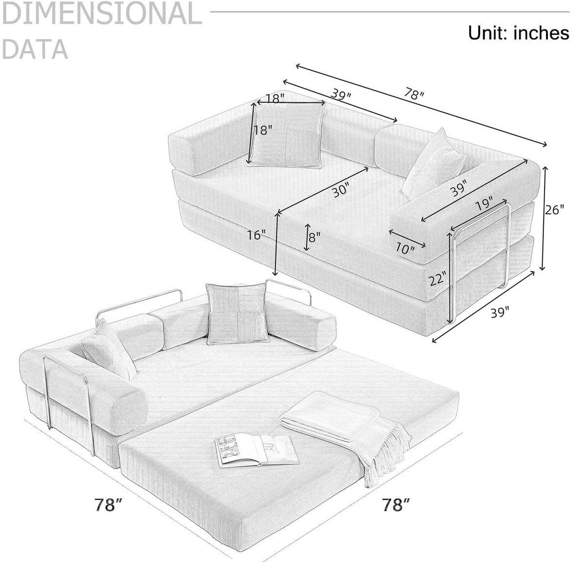 Pink Futon Sleeper Sofa Bed L339