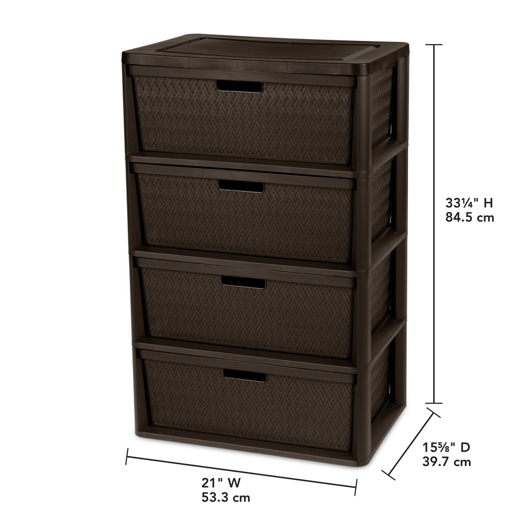 Brown 4 Drawer Plastic Storage Tower U2191