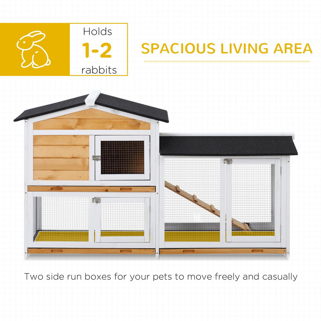2-Story Wooden Rabbit Hutch with Ramp Y65296