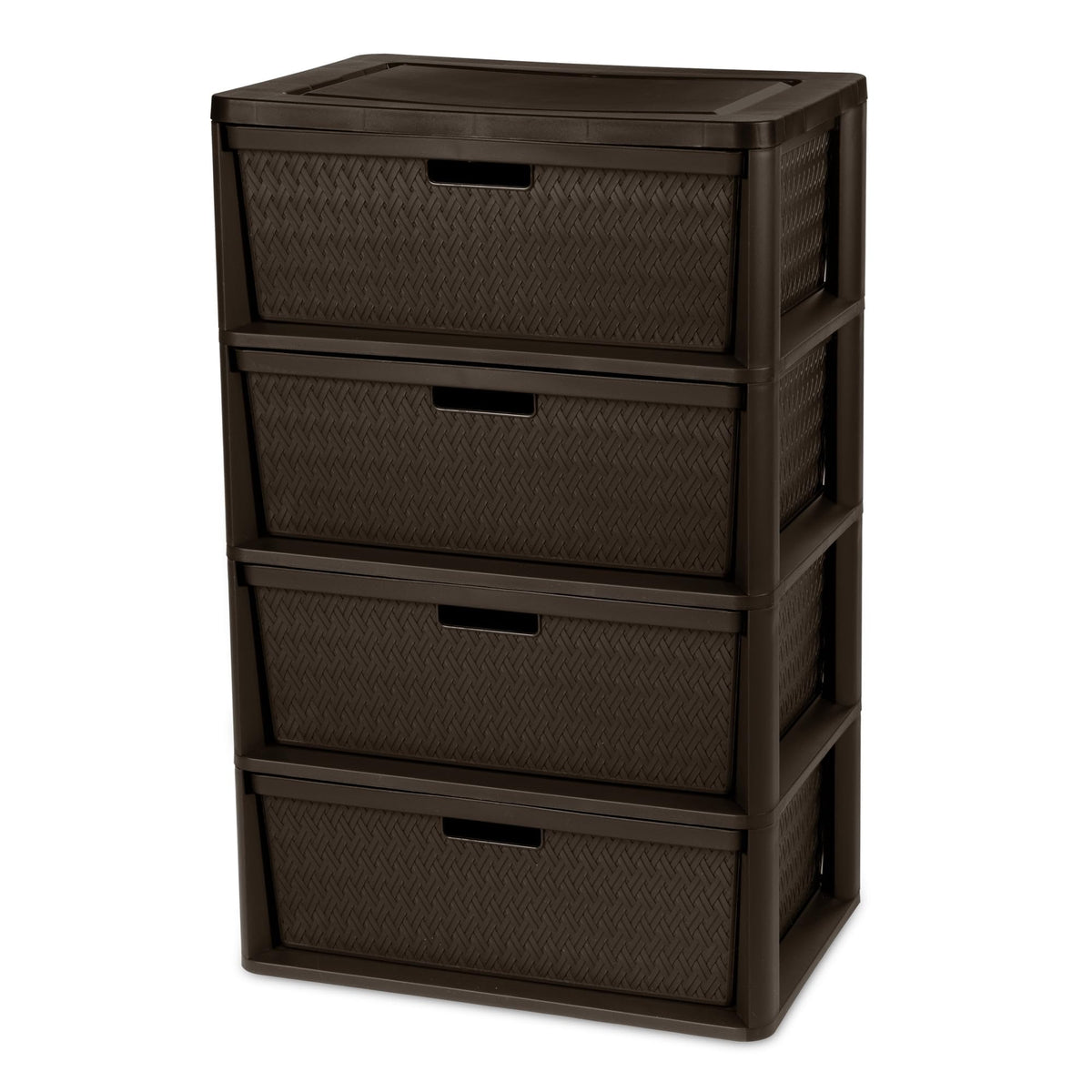 Brown 4 Drawer Plastic Storage Tower U2191