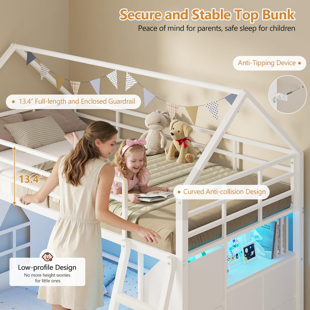Twin Over Twin Bunk Bed with 6 Storage Drawers K7751