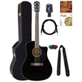 Black Solid Top Dreadnought Acoustic-Electric Guitar with Hard Case V24518