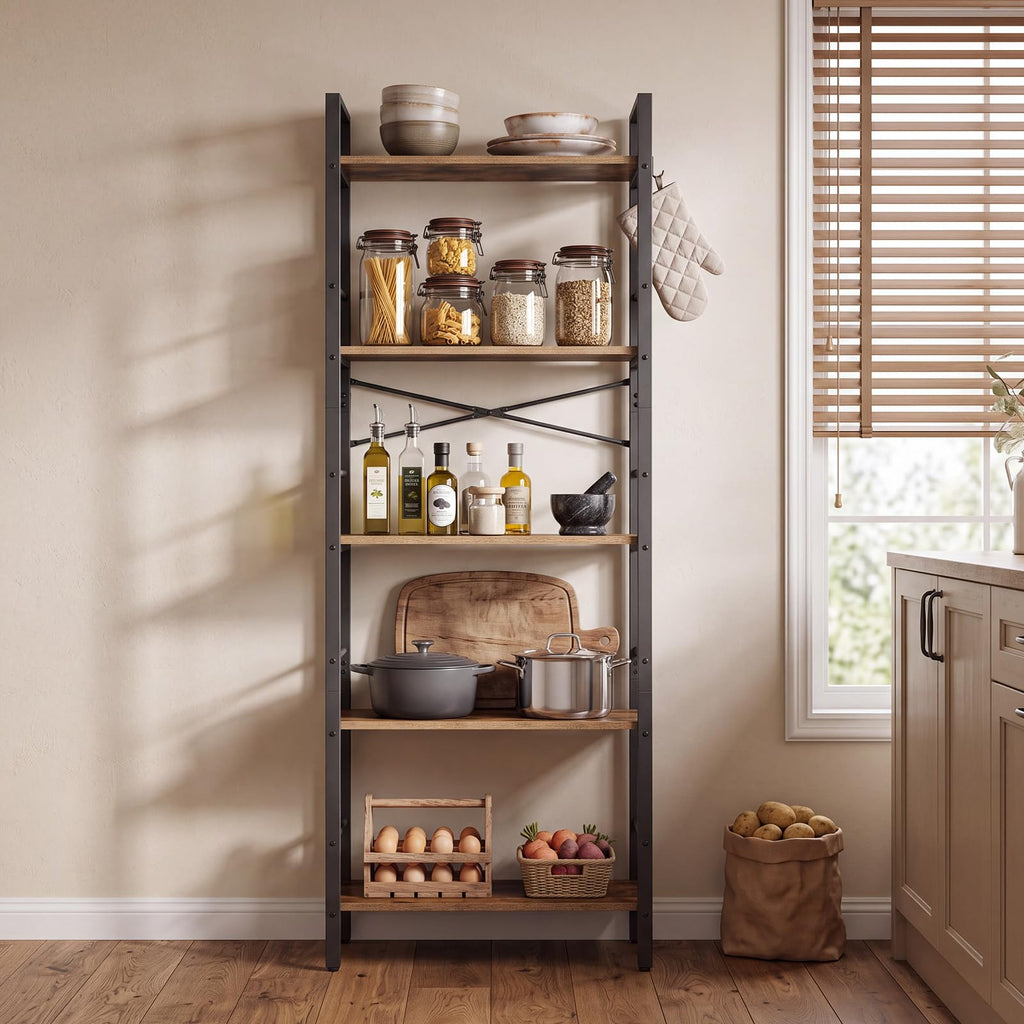 5-Tier Arched Bookcase with Side Rails E40642
