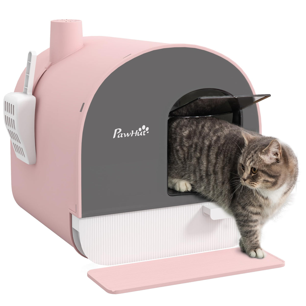 Pink Covered Cat Litter Box with Scoop W3958