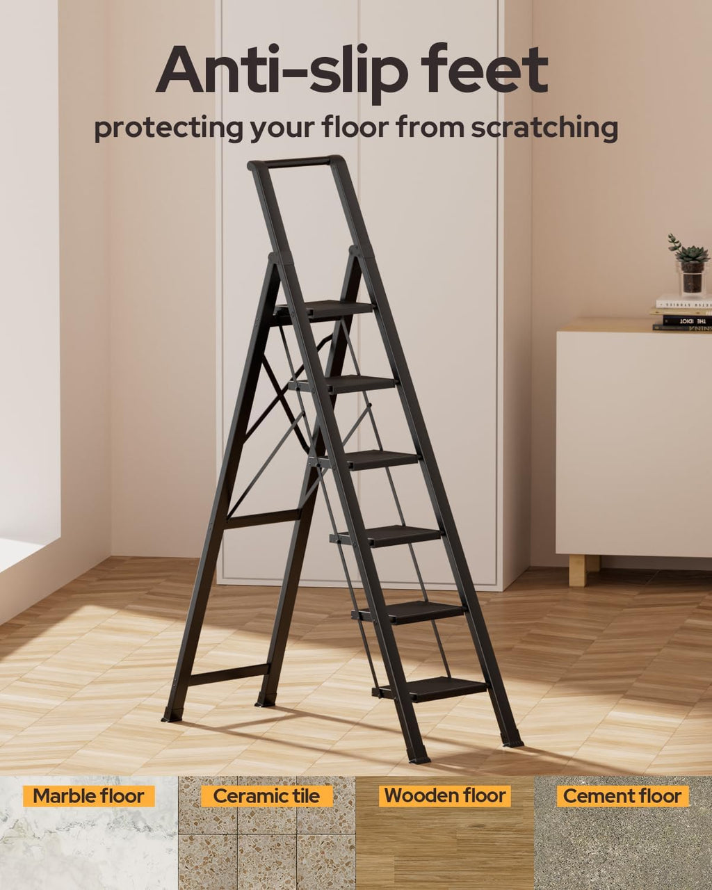 Black Foldable 6 Step Ladder B9218