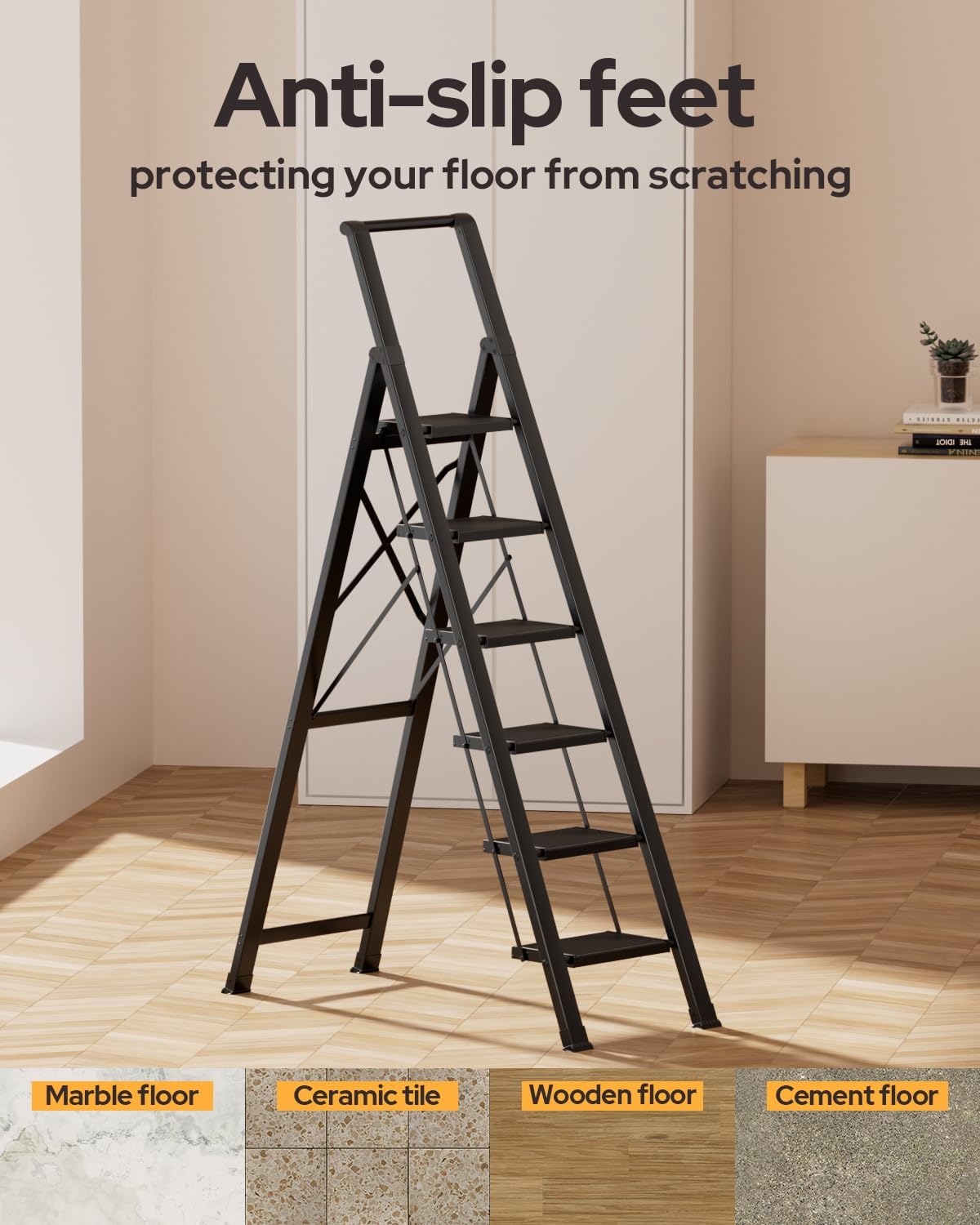 Black Foldable 6 Step Ladder B9218