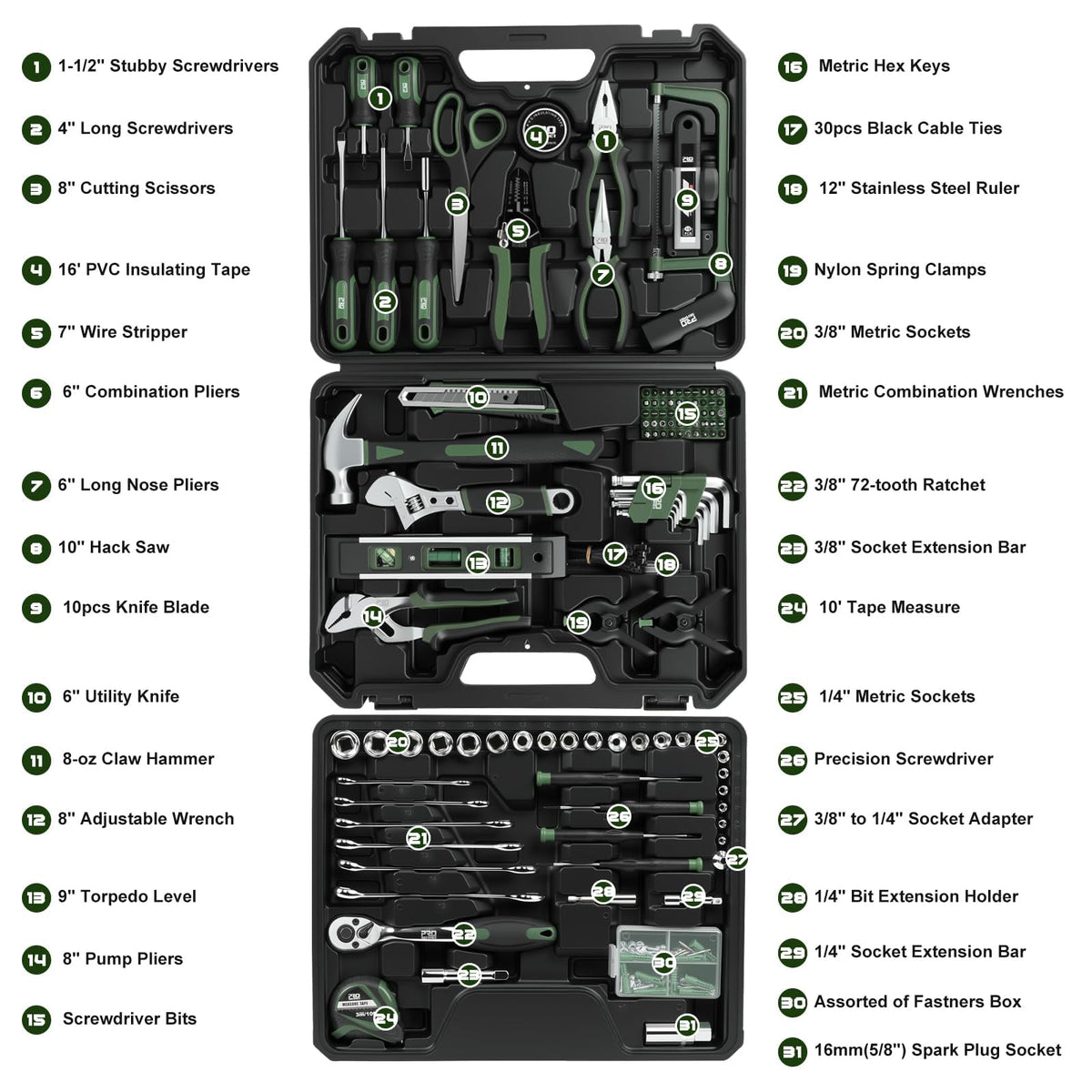 269-Piece Green Hand Tool Set T84663
