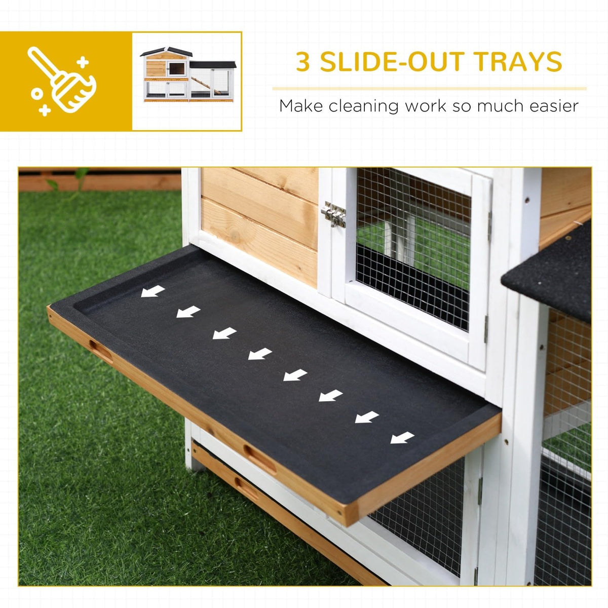 2-Story Wooden Rabbit Hutch with Ramp Y65296