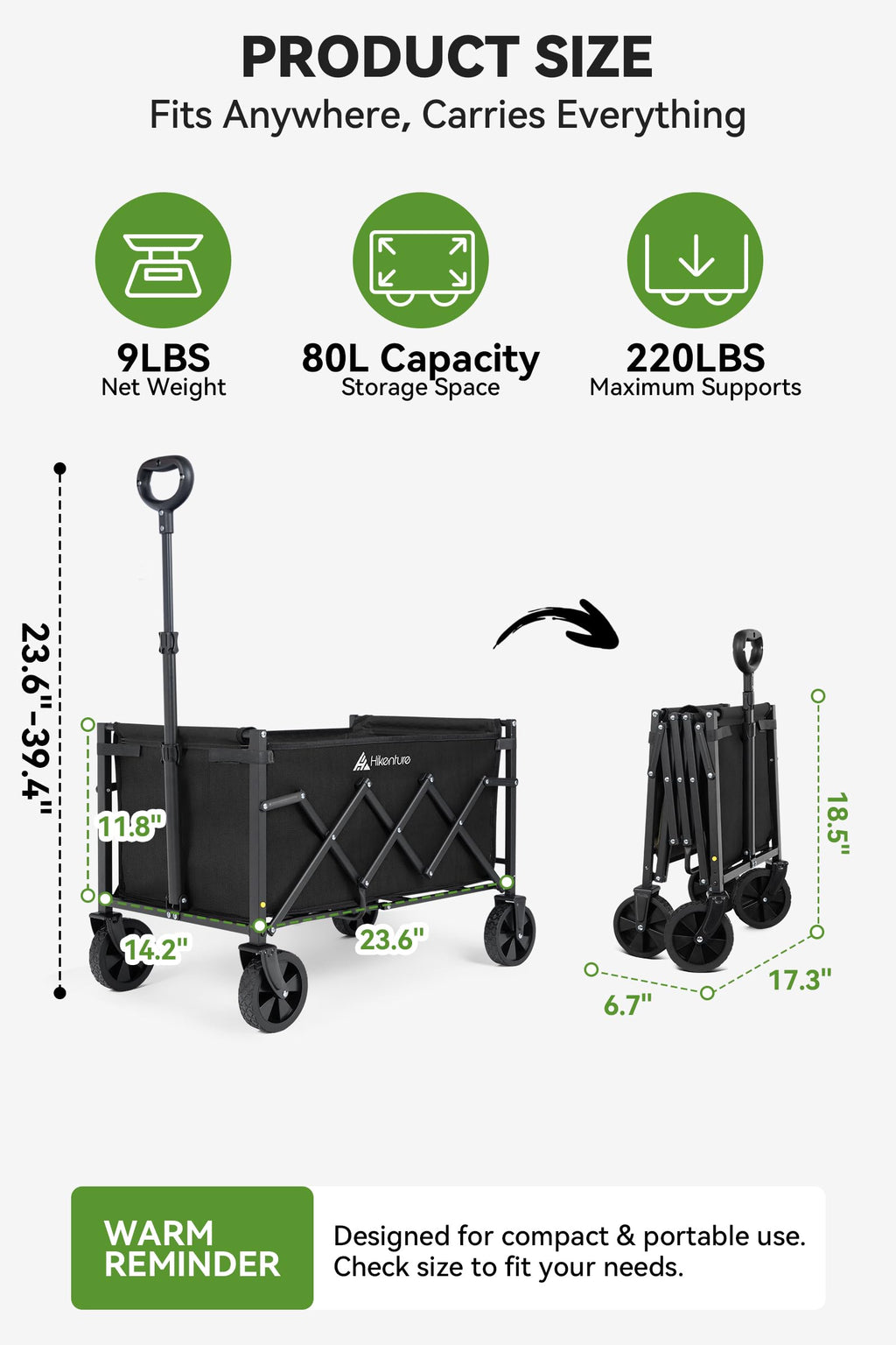 Collapsible Wagon Cart with Wheels H20322