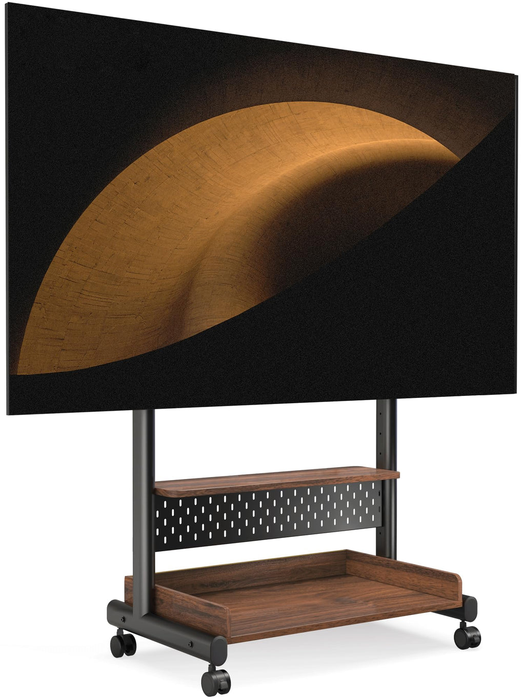 Rolling TV Stand Mount with Wooden Shelf R448