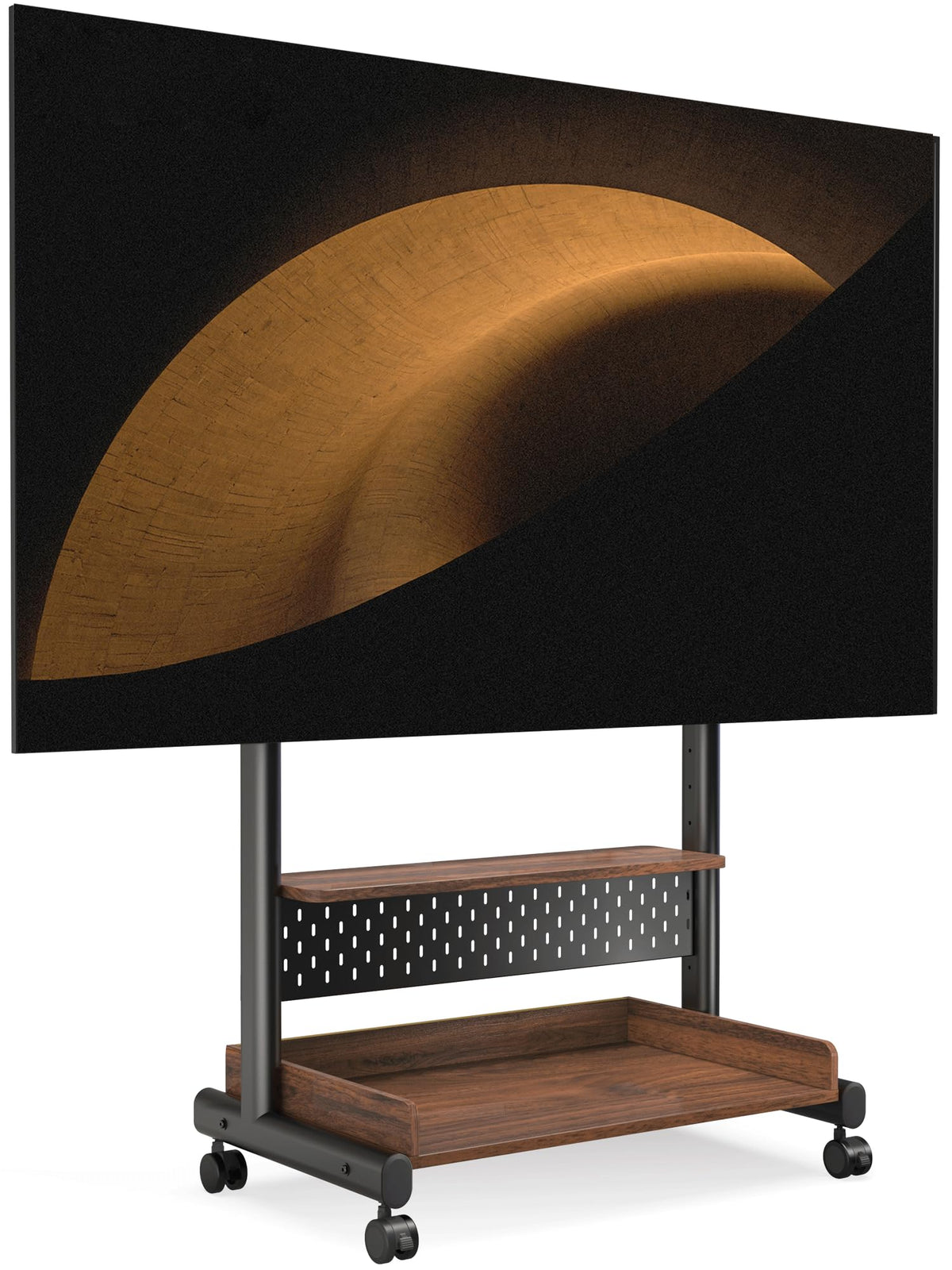 Rolling TV Stand Mount with Wooden Shelf R448