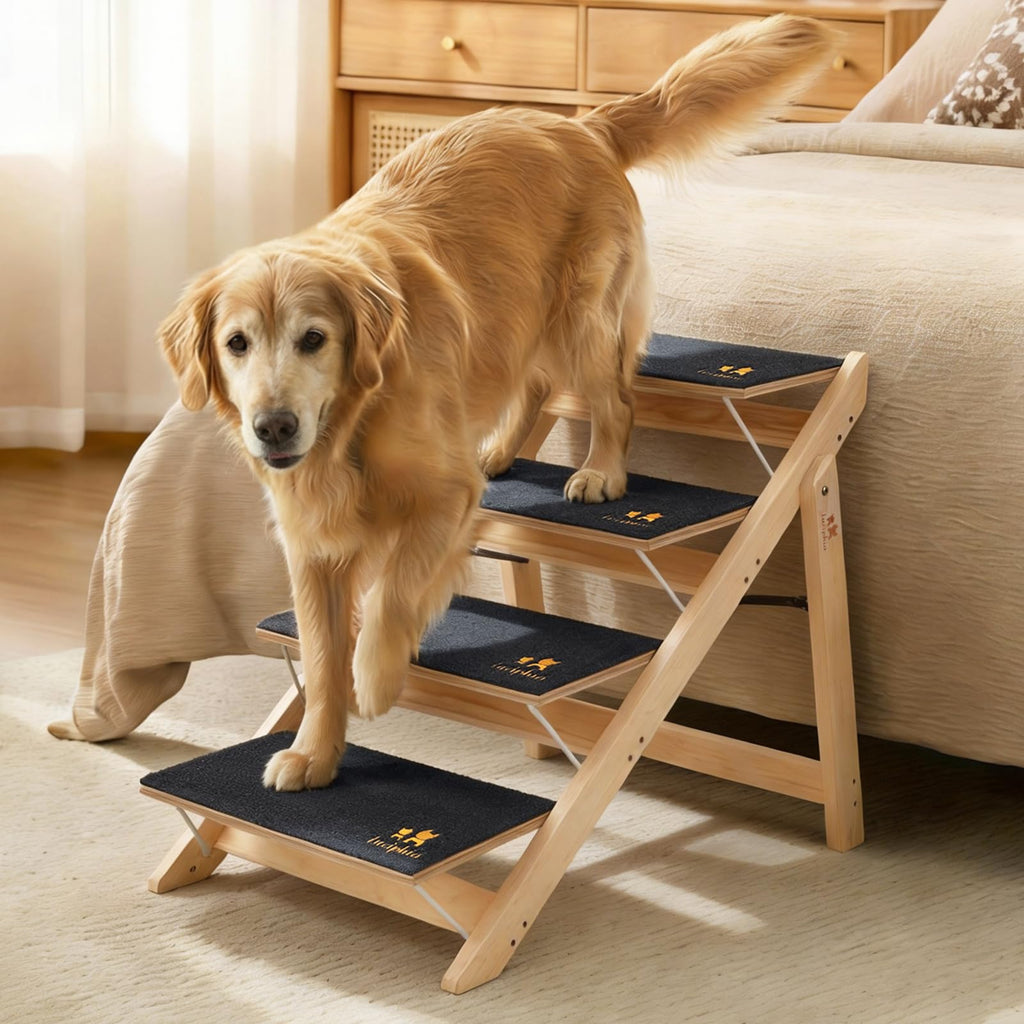 Wooden 4-Step Foldable Anti-Slip Dog Stairs N661
