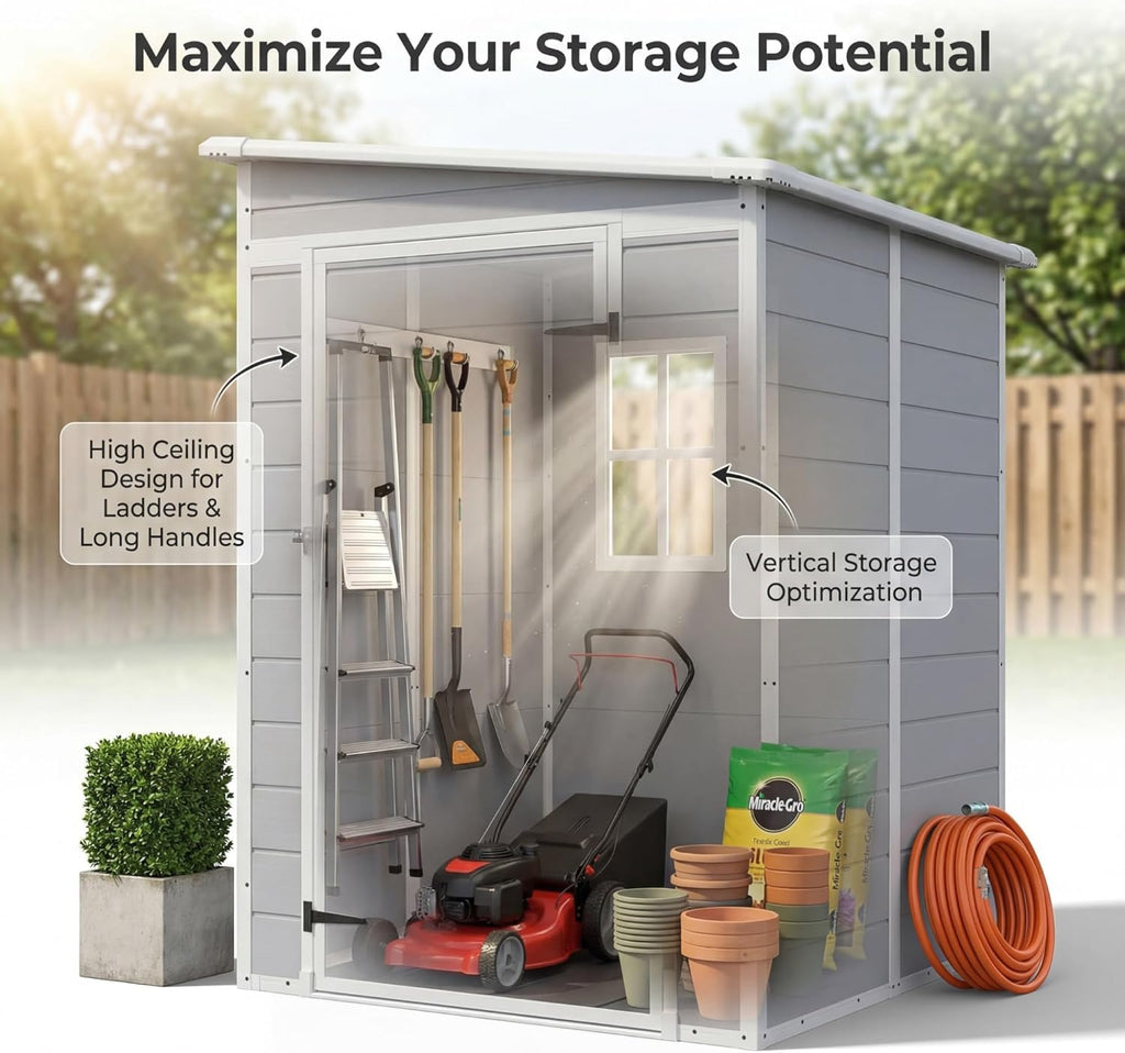 5 x 4 FT Plastic Outdoor Storage Shed with Floor M7430
