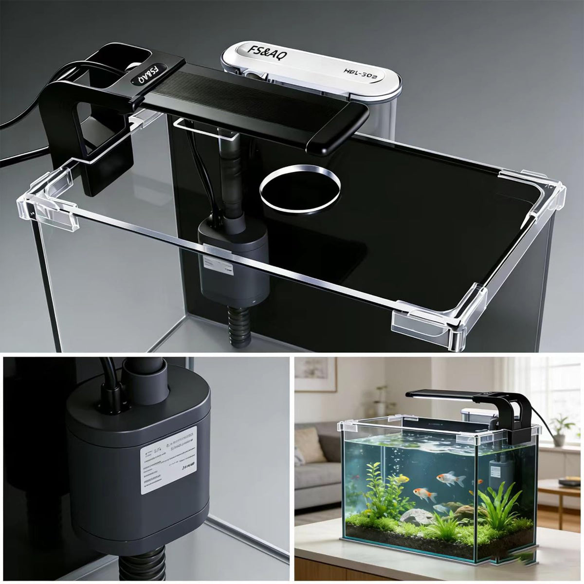 2.5 Gallon Betta Fish Tank with Filter Light and Lid H436440