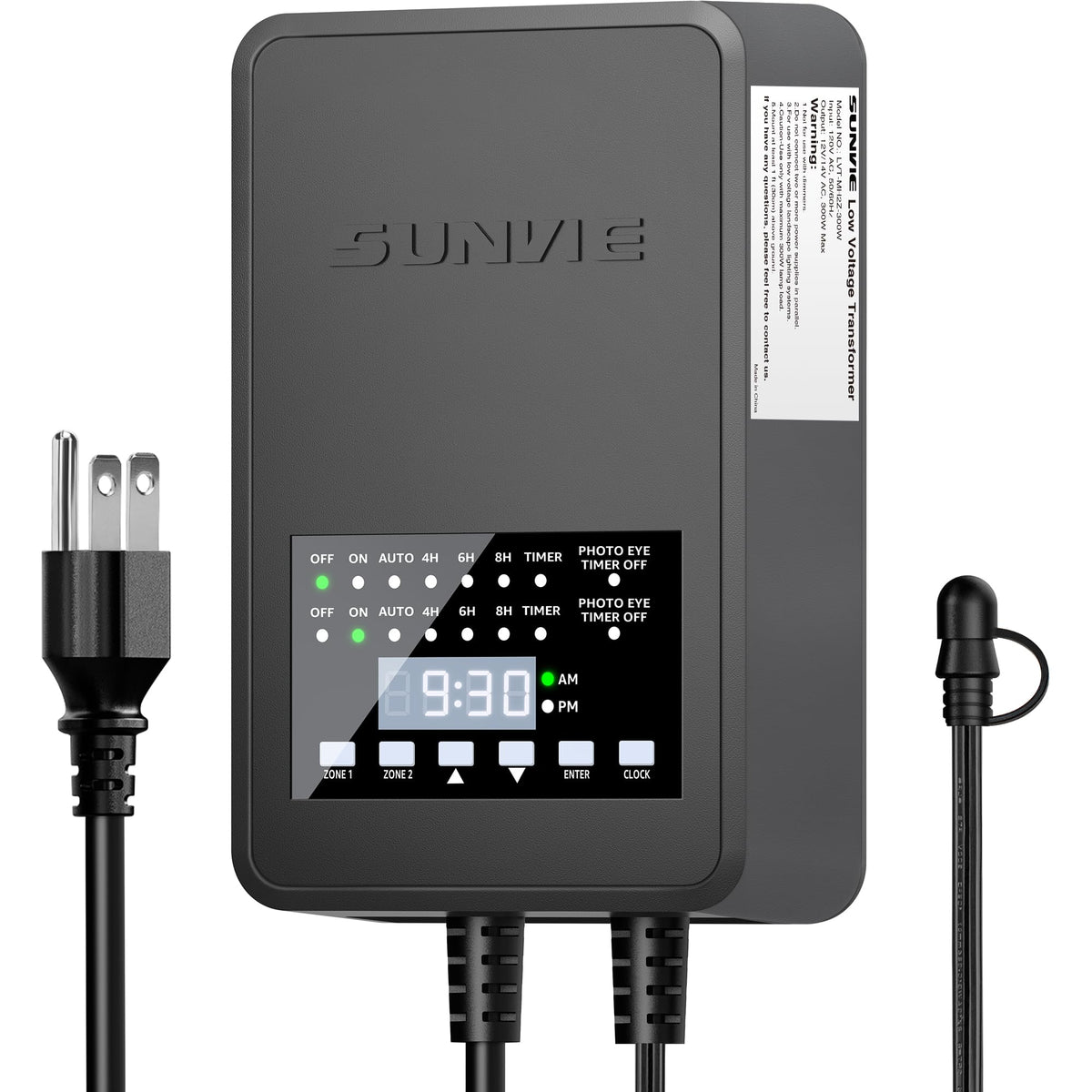 300W Low Voltage Landscape Transformer with Timer and Photocell Sensor R9088