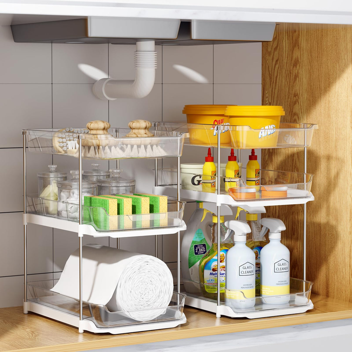 2 Sets of 3-Tier Under Sink Organizers and Storage M653
