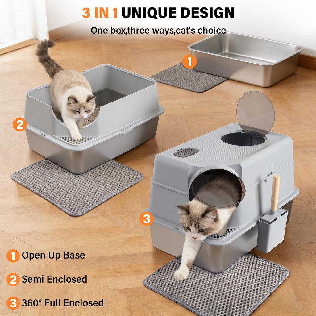 Stainless Steel Extra Large Enclosed Cat Litter Box Z1565